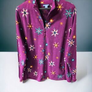 LAURA SCOTT Women's Warm Plus Size Fleece Snowflake Jacket New 3X